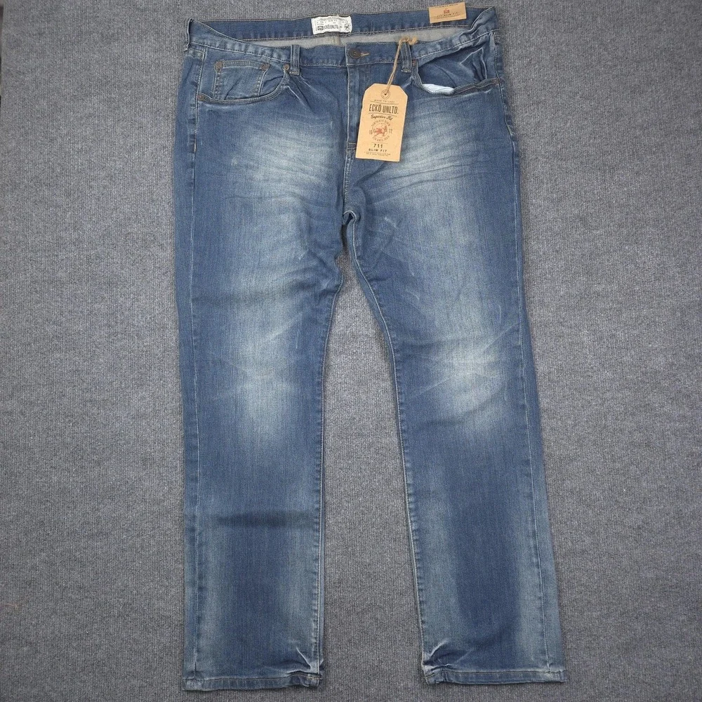 Ecko Unltd Jeans Mens 40x32 Blue 711 Slim Fit Tapered Stretch Denim Casual